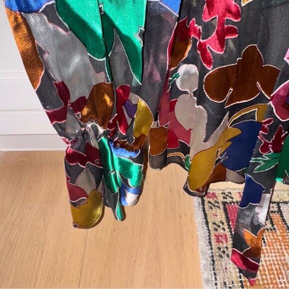 Alice + Olivia Mora Tie-Neck Floral Blouson-Sleeve Blouse Small - Picture 4 of 6